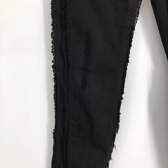 Roberto Cavalli Black Distressed Fringe Skinny Jeans w/ Frayed Trim detail - Picture 5 of 16